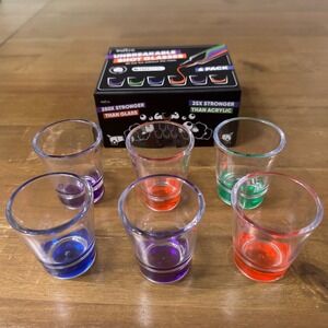 Swooc Unbreakable Shot Glasses 6 Pack Multi Color Base Dishwasher Safe Durable